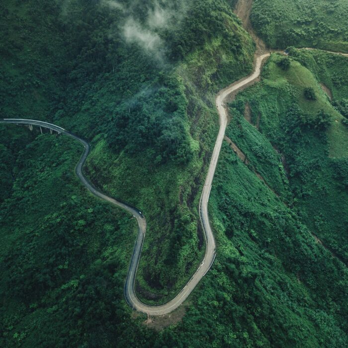 aerial photography of roadway